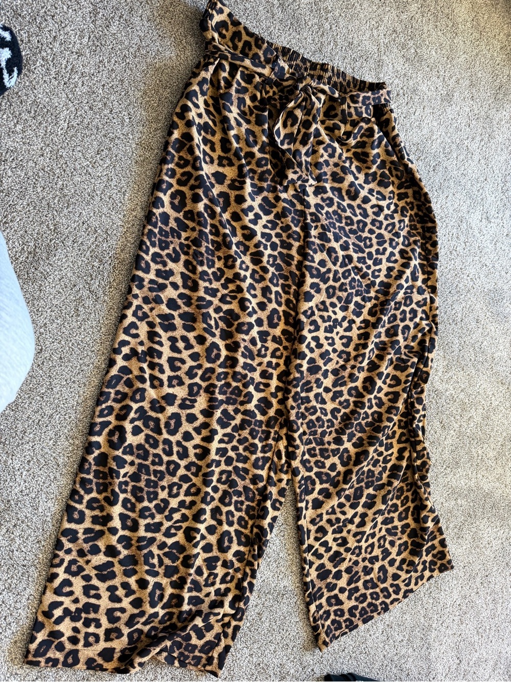 torrid Leopard Print Wide Leg Pants - Brown & Black
